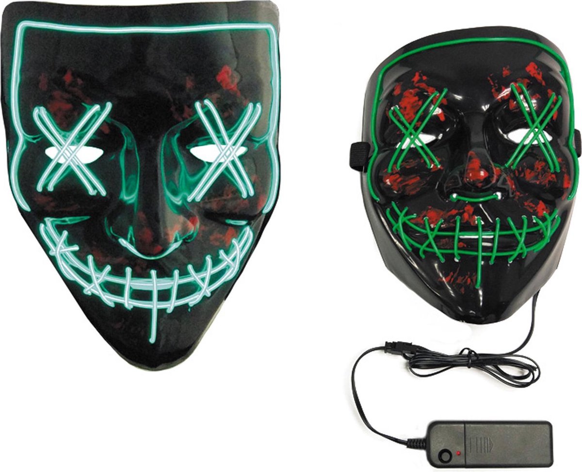 PARTYPRO - Rood lichtgevend plastic led masker voor volwassenen - Maskers > LED maskers